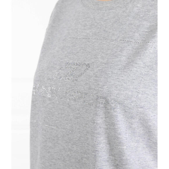 DKNY Sport Gray Rhinestone Logo Boxy Cropped T-Shirt Medium - Picture 5 of 5